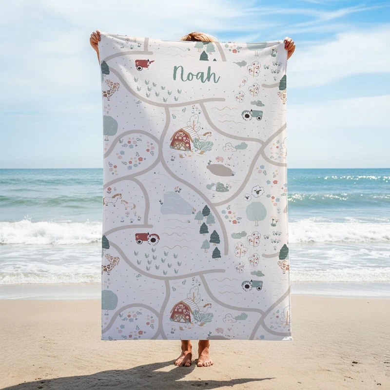 Serviette de plage personnalisable Happy Farm