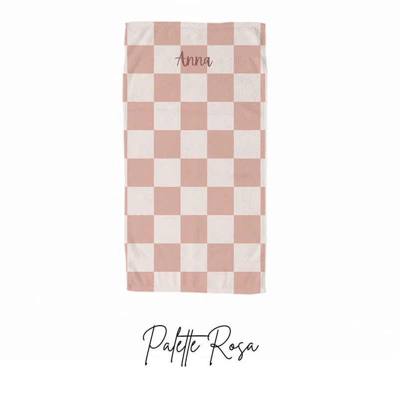 Serviette de plage à carreaux personnalisée - Plusieurs couleurs disponibles