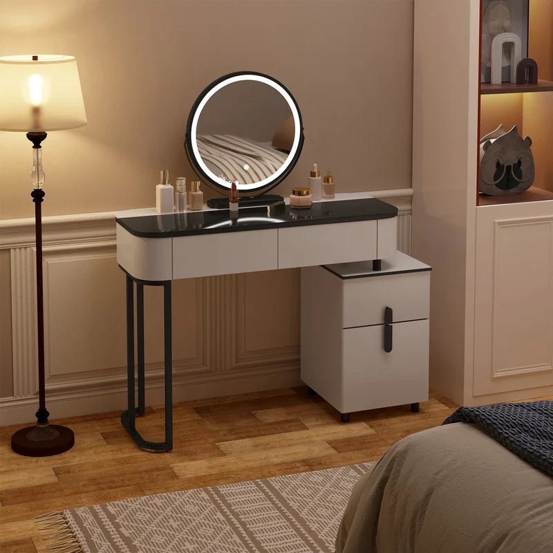 Coiffeuse avec Miroir LED Tactile 45 cm et 3 Tiroirs