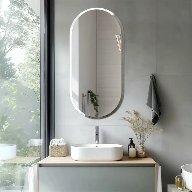 Miroir Salle de Bain Simple : 100x50, Bords Biseautés