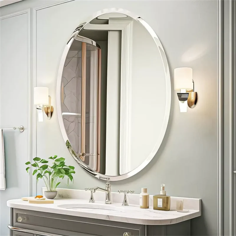 Miroir Ovale 50 x 70 : Sans Cadre, Bords Biseautés