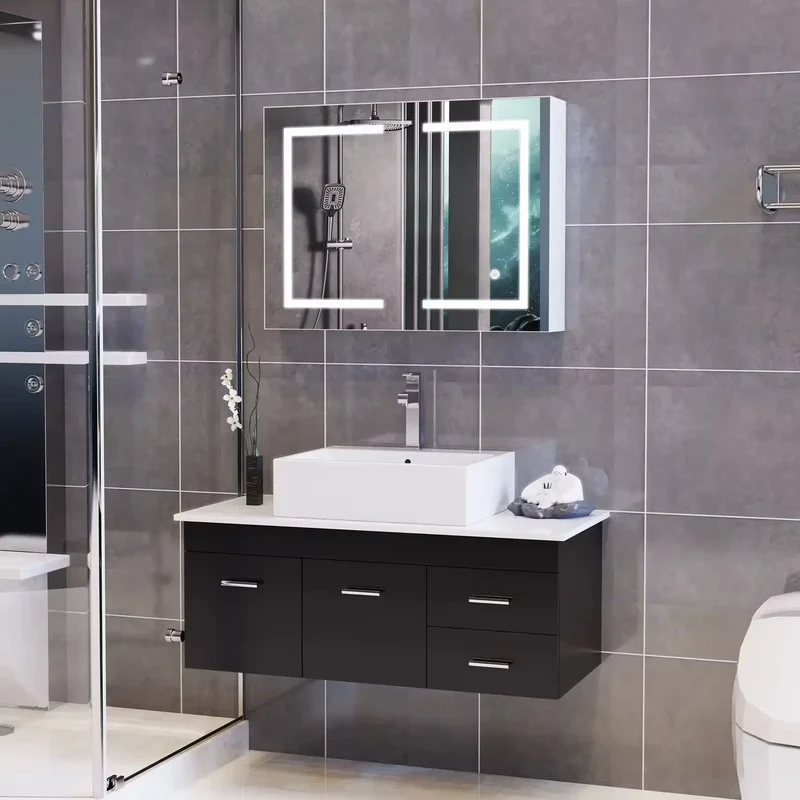 Armoire de Toilette Lumineuse : LED dans les 2 Portes
