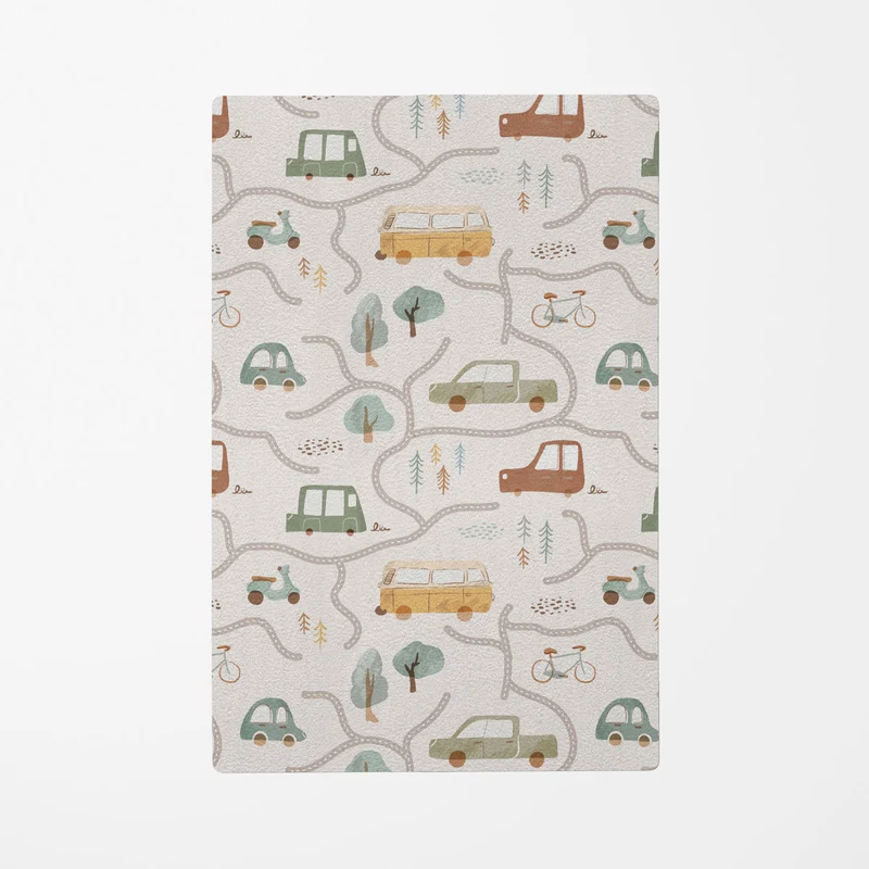 Tapis de jeu Roadtrip Car Track - Plusieurs tailles disponibles - Nom personnalisable