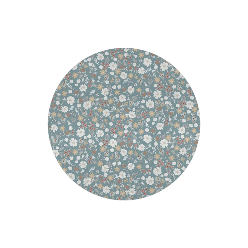 Tapis de jeu rond à fleurs sauvages - Plusieurs couleurs disponibles