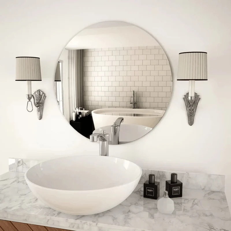 Miroir Rond SDB 60 cm : Bord Poli, Pose Murale Simple