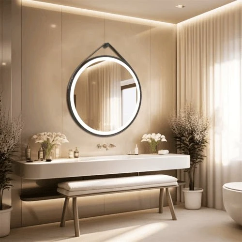Miroir Rond Noir Ø 60 cm : LED, Anti-Buée Chauffant