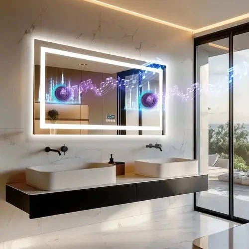 Miroir Salle de Bain Bluetooth : Musique, LED, Antibuée
