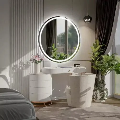 Miroir Rond LED 100 cm : Bluetooth, Grossissant, Dual