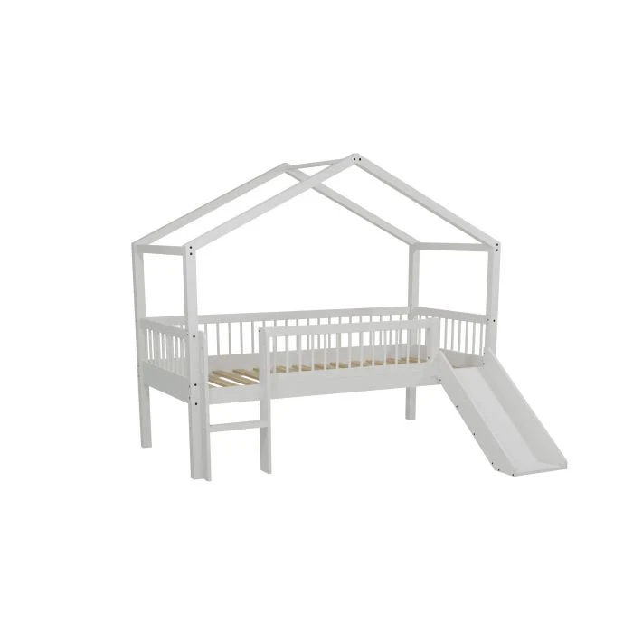 Lit cabane FORREST avec toboggan 90x200 cm Hêtre blanc Vipack