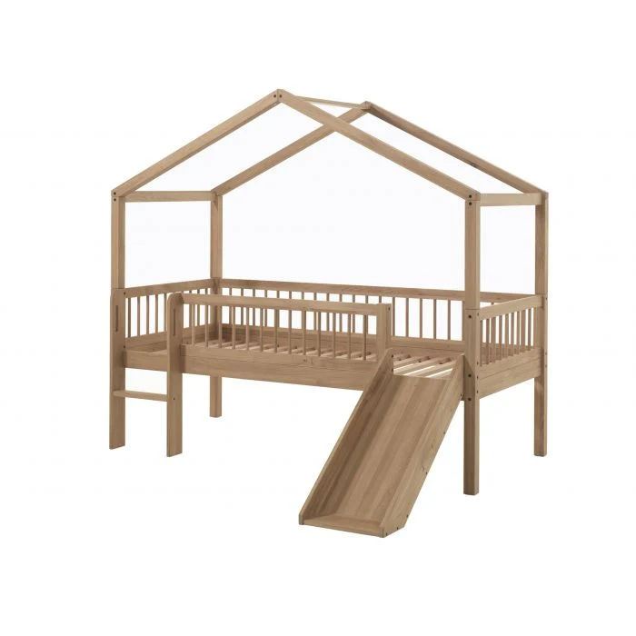 Lit cabane FORREST avec toboggan 90x200 cm Chêne Vipack