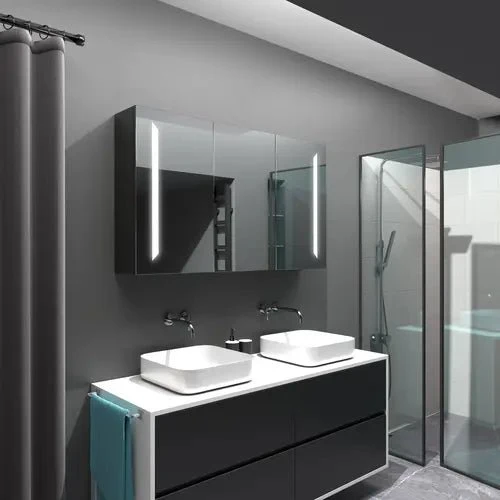 Armoire Miroir Salle de Bain 120 cm – Horloge et Miroir x5