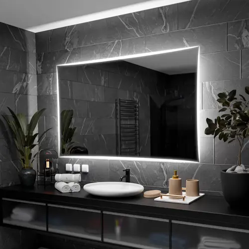 Miroir 140x60 : LED 3 Teintes, Météo WiFi, Grossissant x5