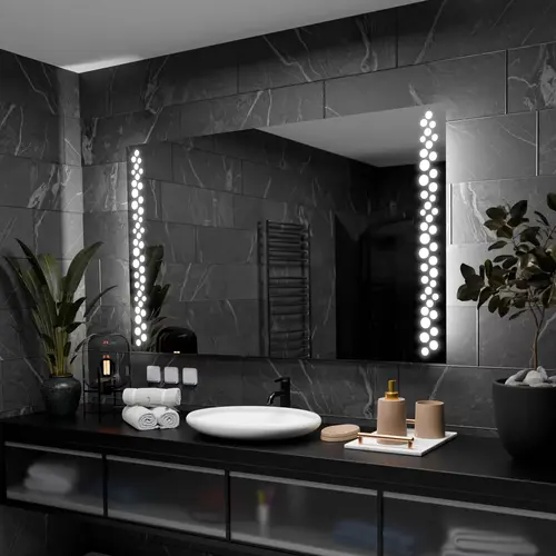 Miroir Salle de Bain 140x60 : LED Dual, Heure, Antibuée