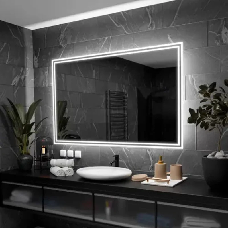 Miroir Connecté 140x90 : Bluetooth et Station Météo