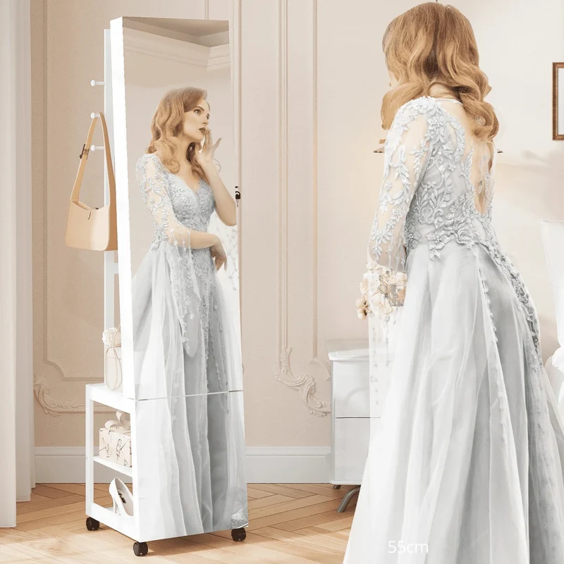 Armoire à bijoux miroir sur pied avec rangement mobile