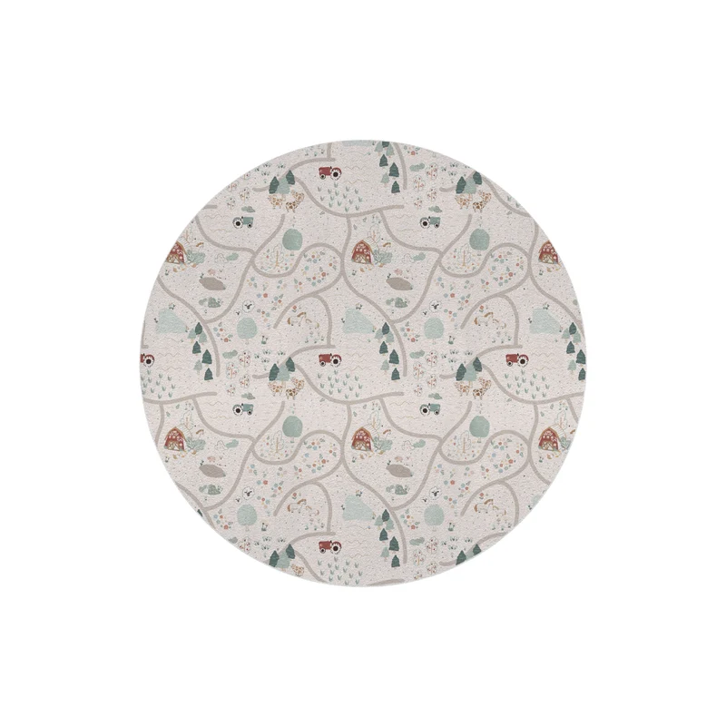 Tapis rond Happy Farm - Nom personnalisable