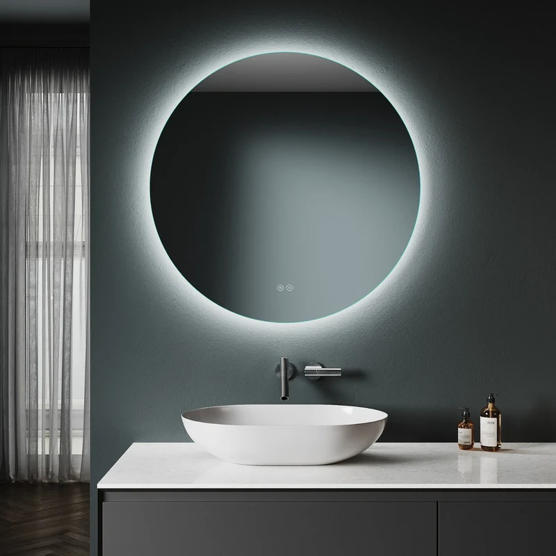 Miroir Rond Rétroéclairé 80 cm : Antibuée, IP44, Halo LED