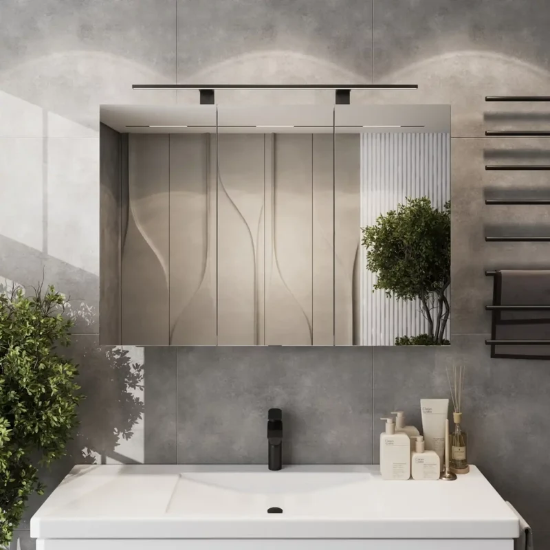 Armoire de Toilette 100 cm avec LED et Prise Intégrée