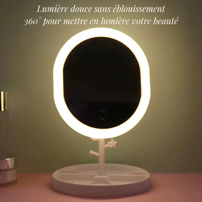 Miroir sur Pied LED - Lumière Réglable pour un Maquillage Parfait