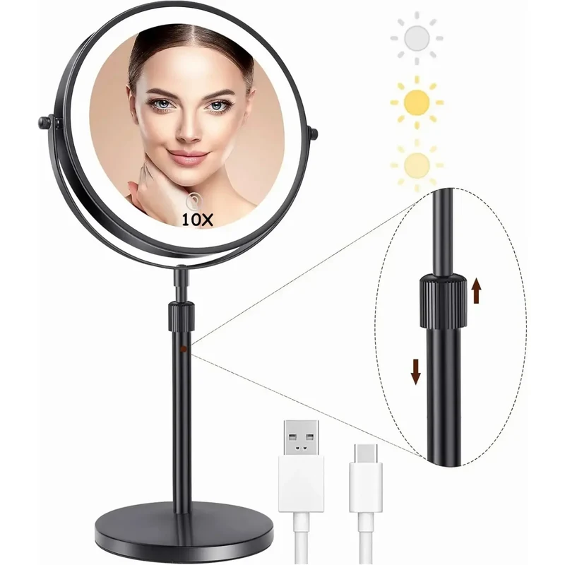 Miroir Grossissant sur Pied LED avec Grossissement x10