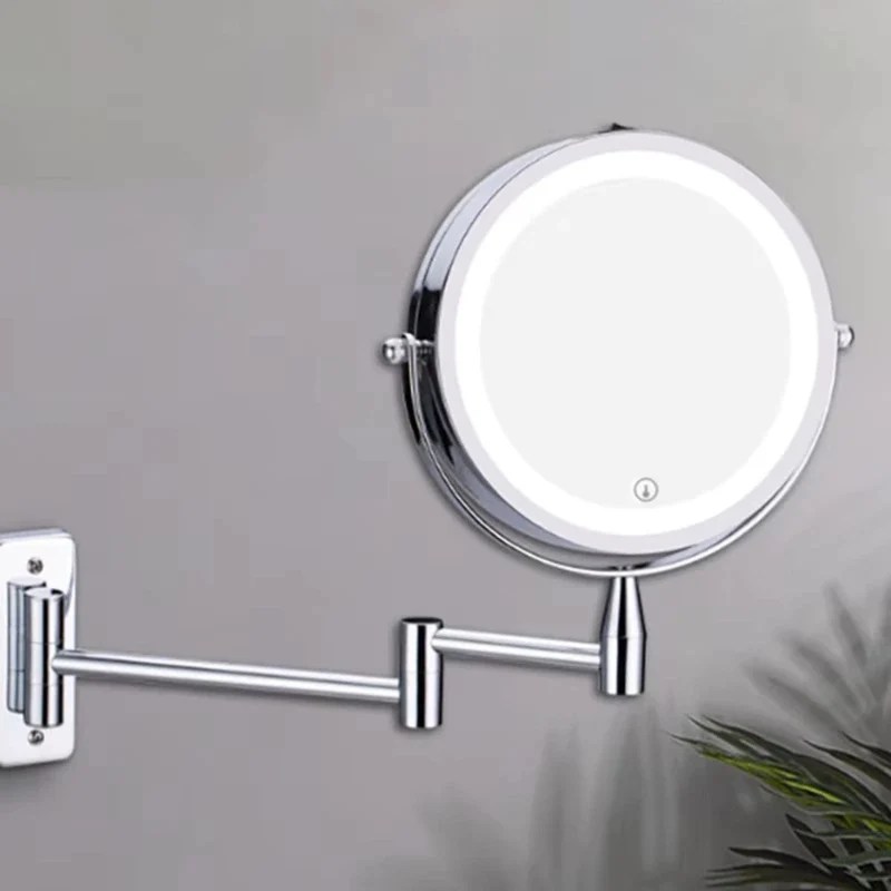 Miroir Grossissant LED Mural avec Bras Articulé – Double Face pour Précision Parfaite