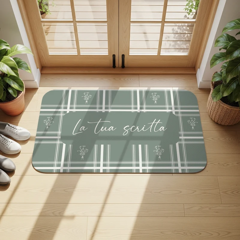 Tapis d'entrée à rayures pétales ultra-absorbant - Plusieurs couleurs et tailles disponibles - Texte personnalisable