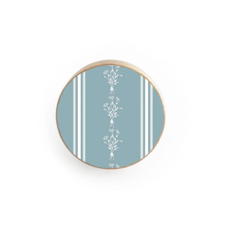 Poignée de porte en bois avec motif de guirlande de fleurs en relief - Plusieurs couleurs disponibles