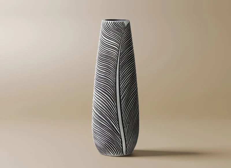 Vase en résine noir et blanc H46 cm EBENE