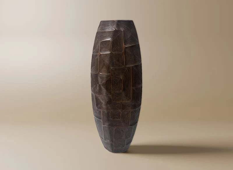 Vase totem en résine noir et marron H70 cm ARBORA