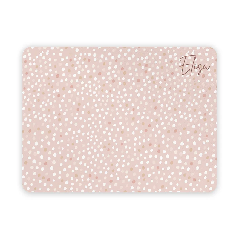 Sets de Table Enfant Rose à Pois - Prénom Personnalisable