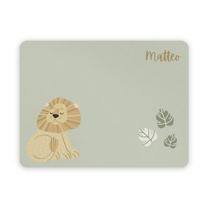 Napperon de petit-déjeuner pour bébé Lazy Jungle - Nom personnalisable