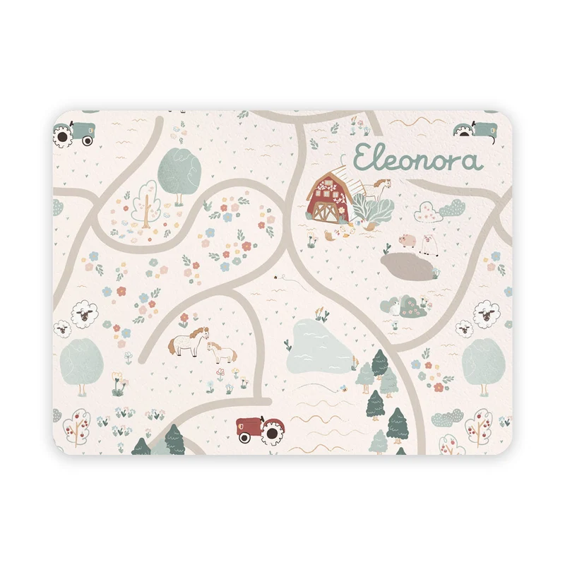 Set de table pour petit-déjeuner pour enfants Happy Farm Map - Nom personnalisable