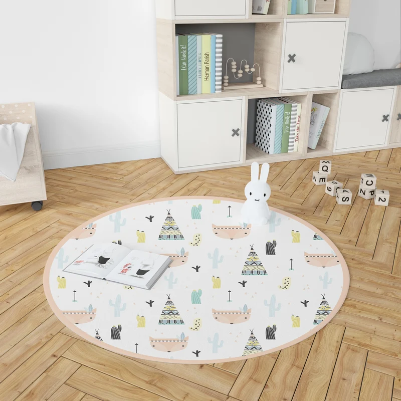 Tapis Vinyle Petits Indiens Rond