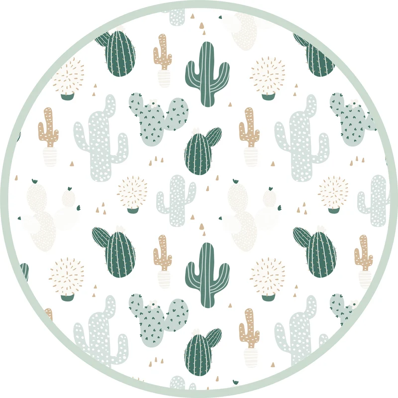 Tapis rond en vinyle avec cactus