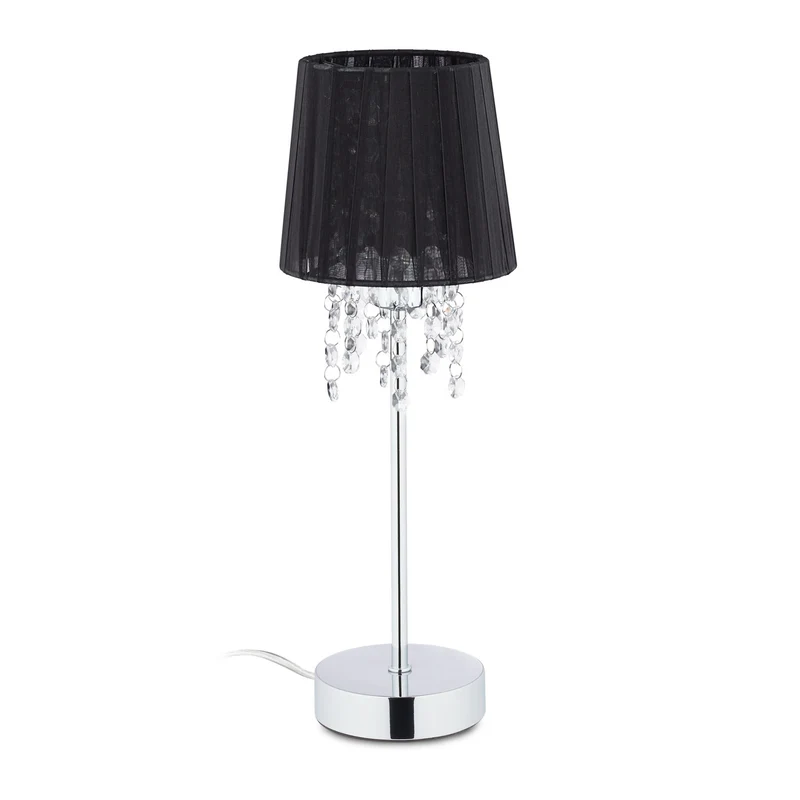 Lampe de table décorative ambiance cosy abat-jour 30 x 20 x 20 cm en organza noir 13_0011004