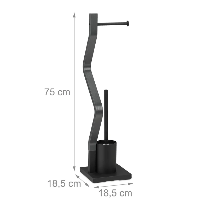 Serviteur WC moderne pratique polyvalent 35 x 15 x 30 cm en acier noir 13_0013592