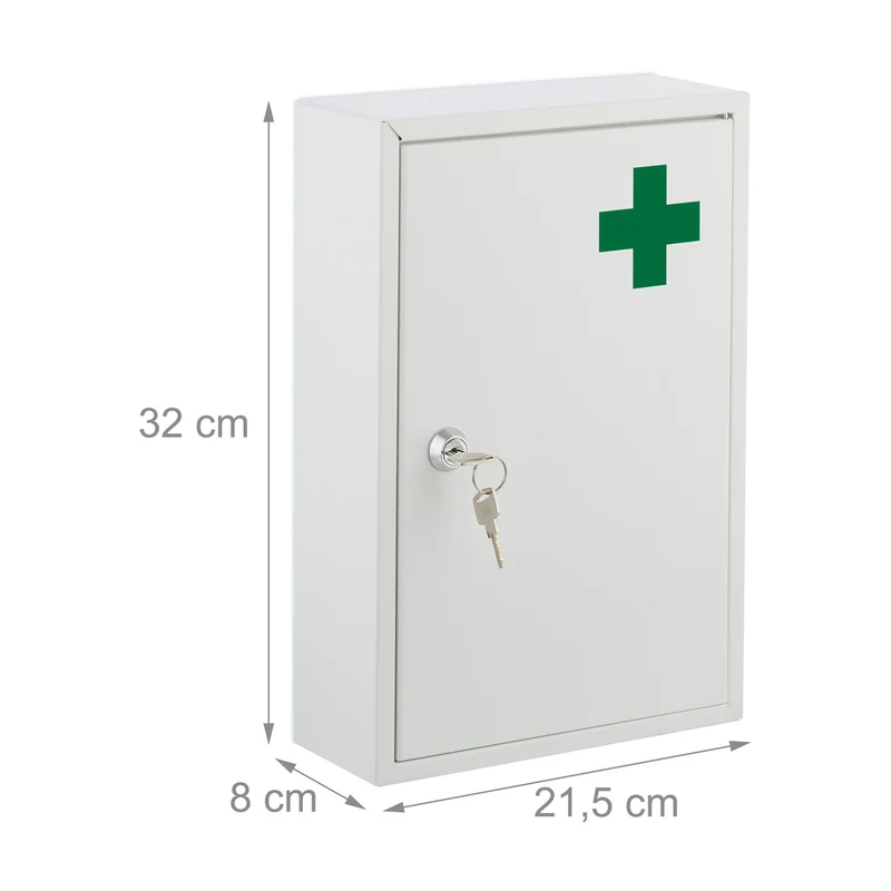 Armoire à pharmacie murale verrouillable rangement organisé 2 niveaux stockage sécurisé en métal blanc 13_0013782