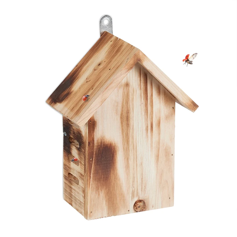 Hôtel à insectes suspendu jardin pour coccinelles protection hiver ouverture facile en bois sapin 13_0015252