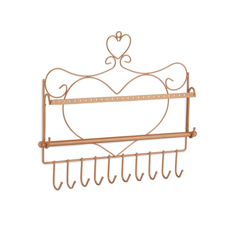 Porte-bijoux mural design vintage structuré pour accessoires 30 x 36,5 x 3,5 cm en fer blanc 13_0012139