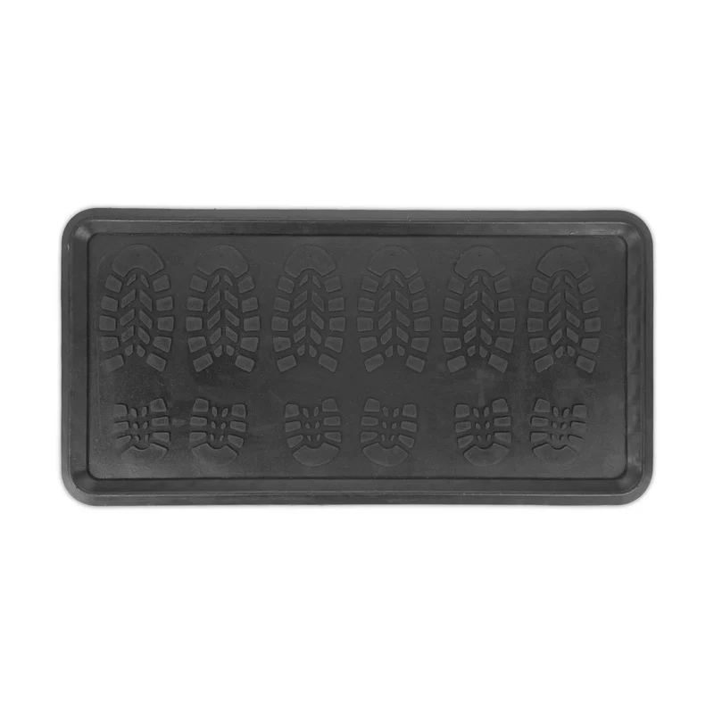 Tapis antidérapant pratique entrée 75 x 45 cm collecte saleté design moderne en caoutchouc noir 13_0013537
