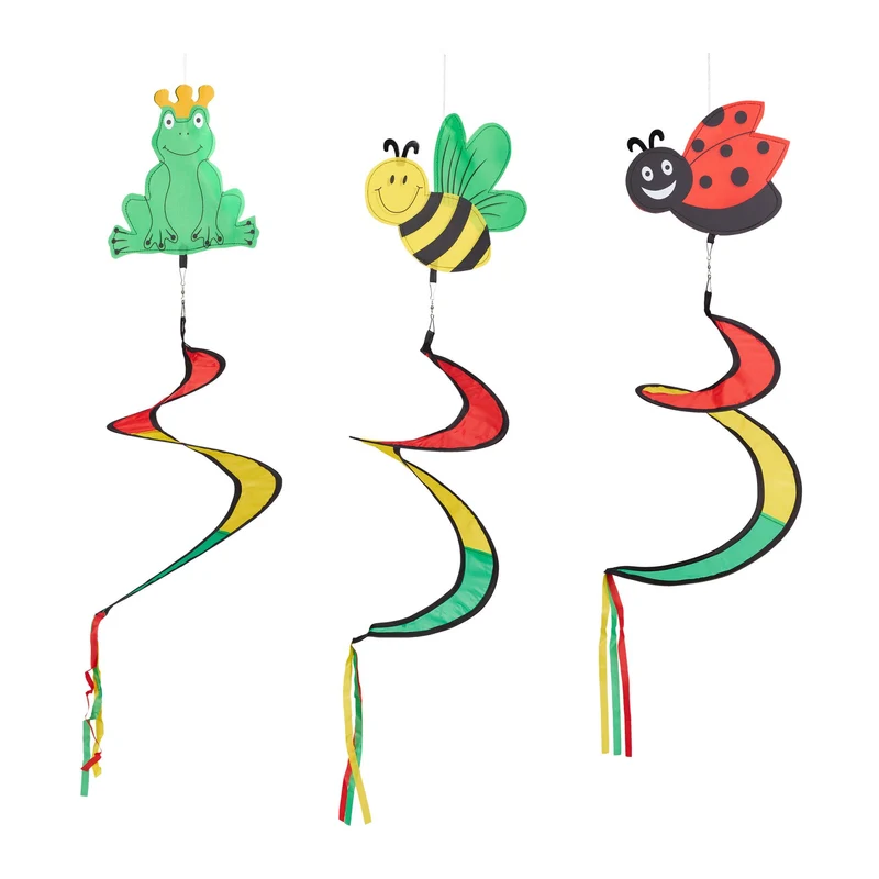 Lot de 3 carillons à vent décoratifs colorés jardin balcon finition éclatante en métal multicolore 13_0011554