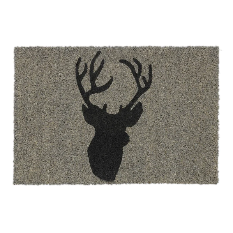 Paillasson décoratif antidérapant intérieur extérieur 75 x 45 x 1 cm en coco gris 13_0011411