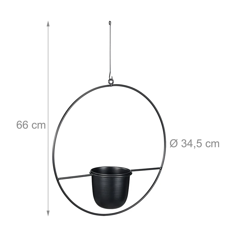 Lot de 2 pots suspendus décoratifs pour plantes intérieur extérieur design moderne avec trou évacuation eau en métal blanc 13_0015535