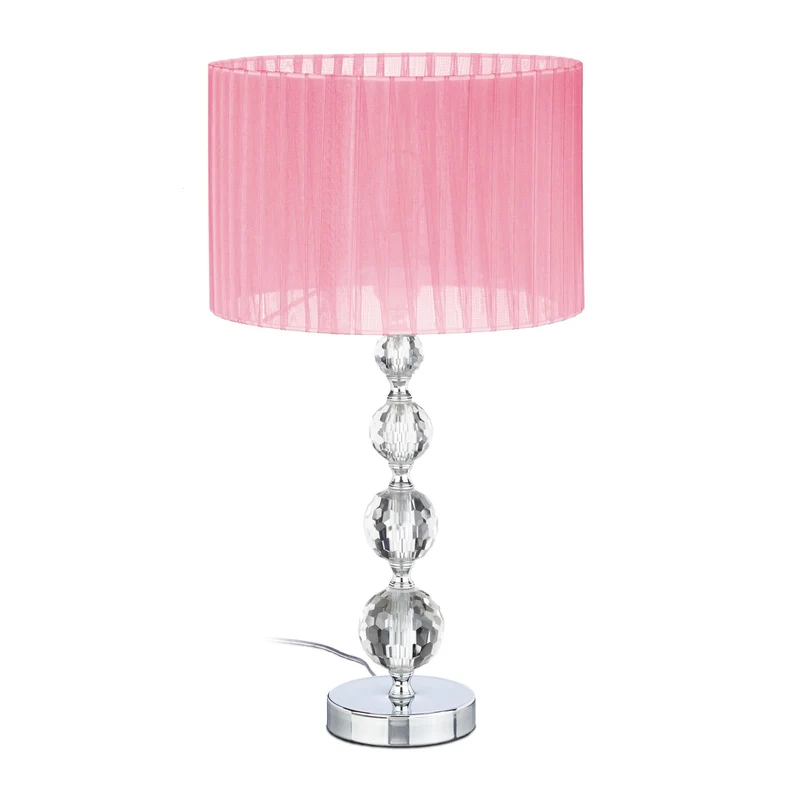 Lampe de table design moderne abat-jour rond style élégant salle à manger chambre 30 x 15 x 15 cm en organza rose 13_0011018