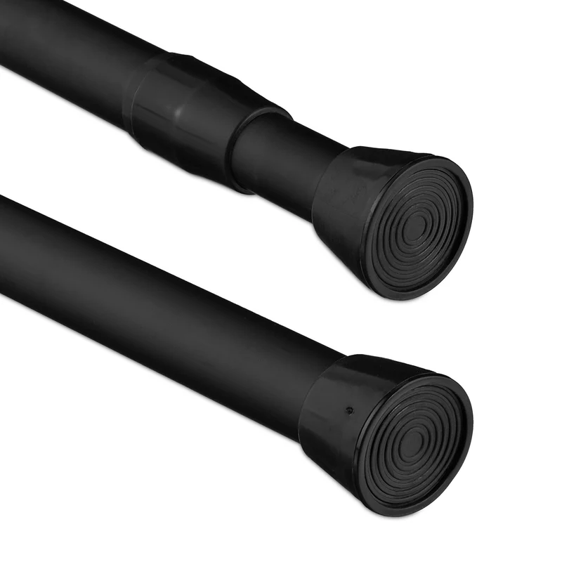 Tringle extensible pour rideau ou douche 66-110 cm montage facile design neutre en acier inoxydable noir 13_0013968