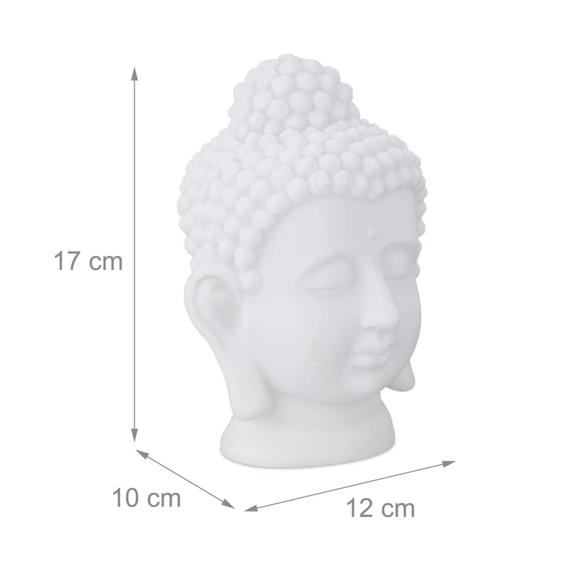 Statue décorative tête de bouddha ambiance apaisante 17 x 12 x 10 cm en PVC blanc 13_0013576
