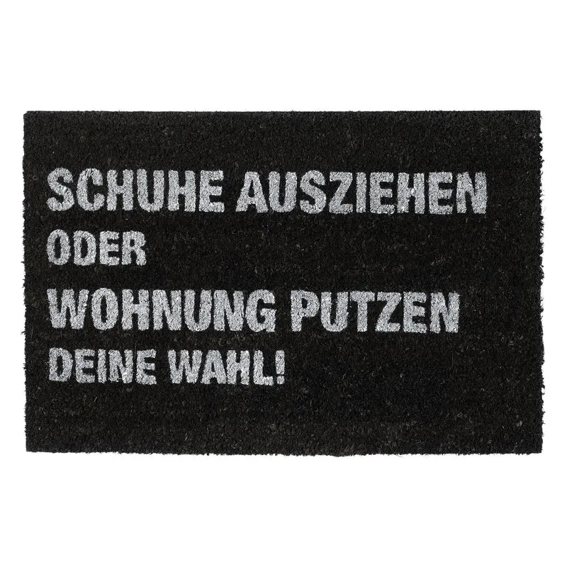 Paillasson noir coco design amusant antidérapant intérieur extérieur 75 x 45 x 1 cm en fibre de coco noir 13_0009119