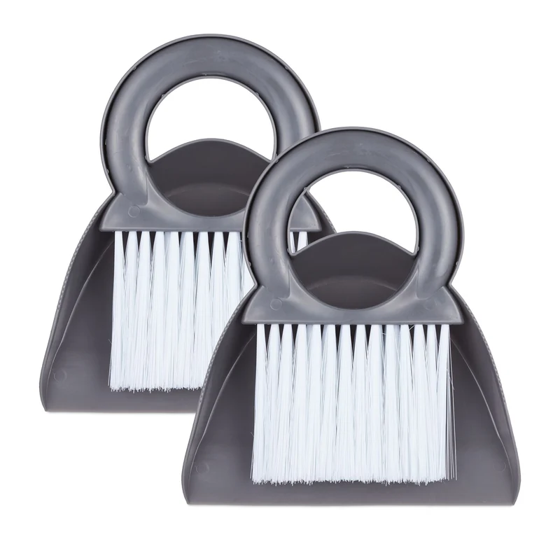Lot de 2 sets brosse de table et pelle pratique nettoyage plan de travail cuisine design moderne en plastique gris 13_0013792