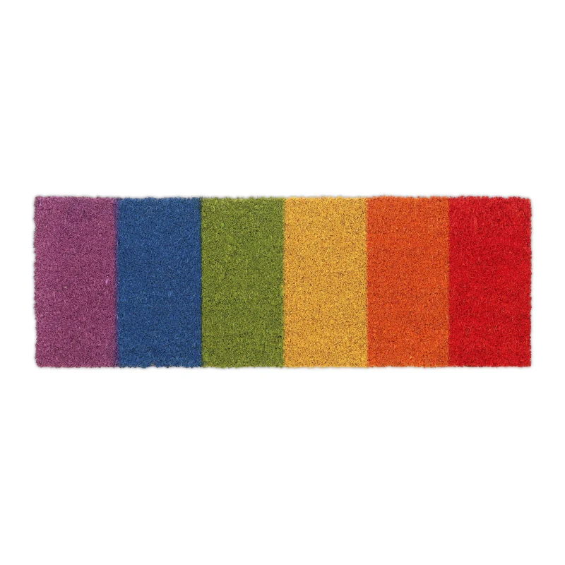 Paillasson arc-en-ciel antidérapant intérieur extérieur 75 x 45 x 1 cm en fibres de coco multicolore 13_0011999