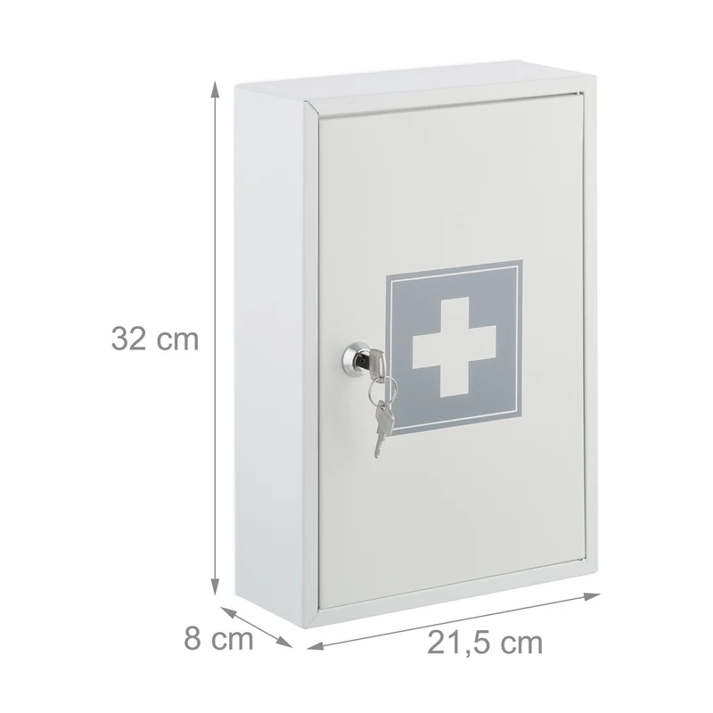 Armoire à pharmacie murale verrouillable rangement organisé 2 niveaux stockage sécurisé en métal blanc 13_0013784